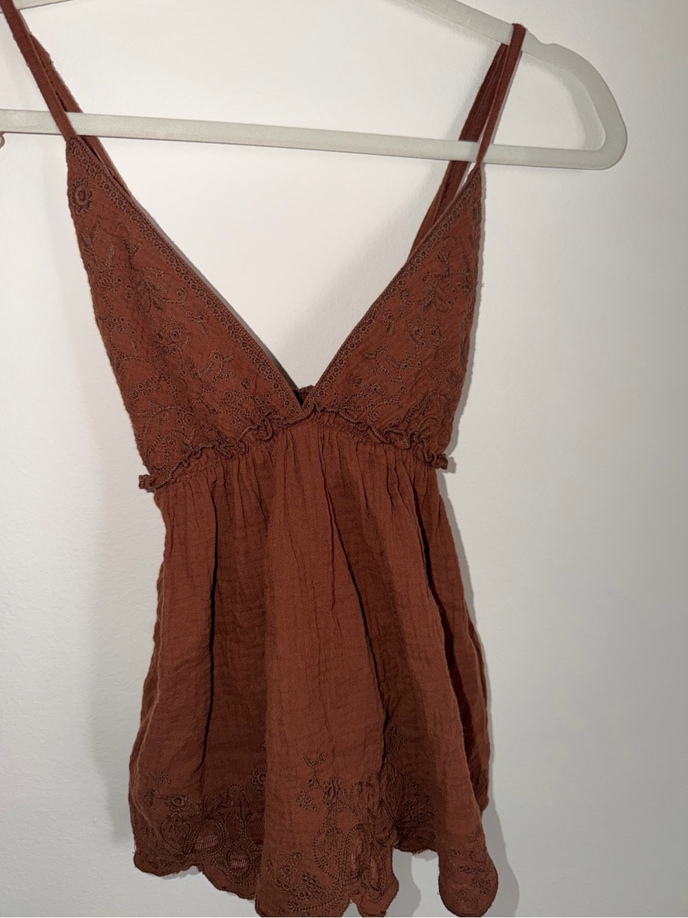 Free People rust brown crochet-trim tank